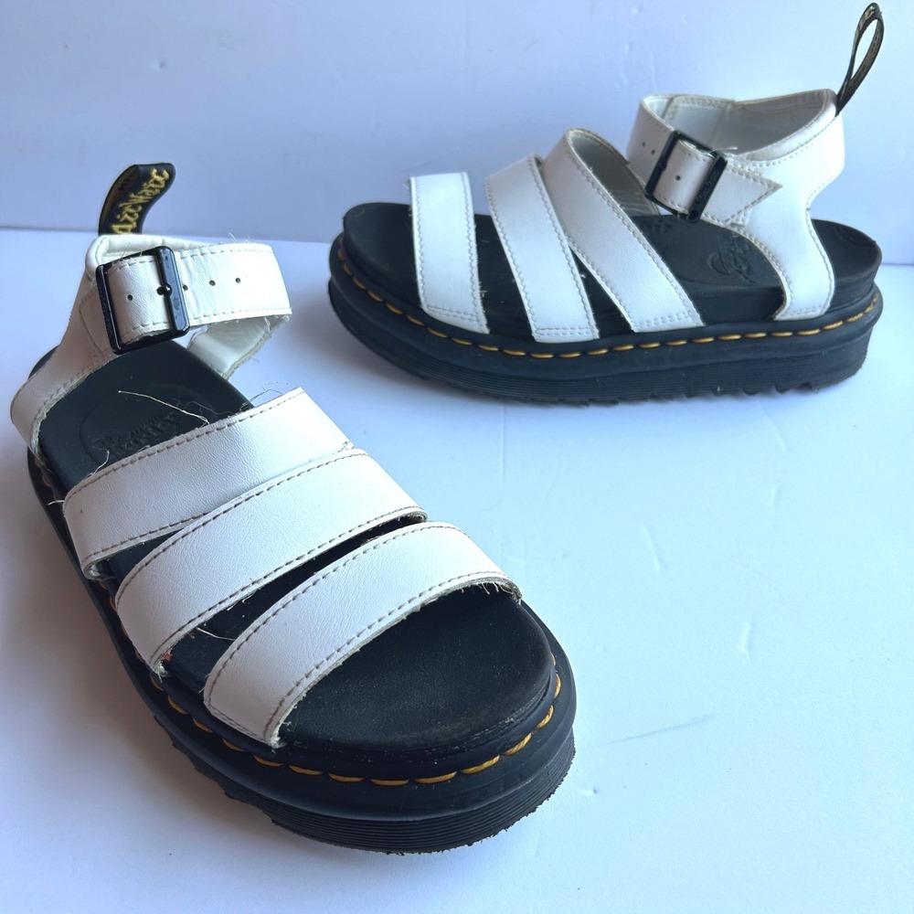 Dr. Martens Blaire Sandals Women 6 White Leather Platform Gladiator Hydro Chunky